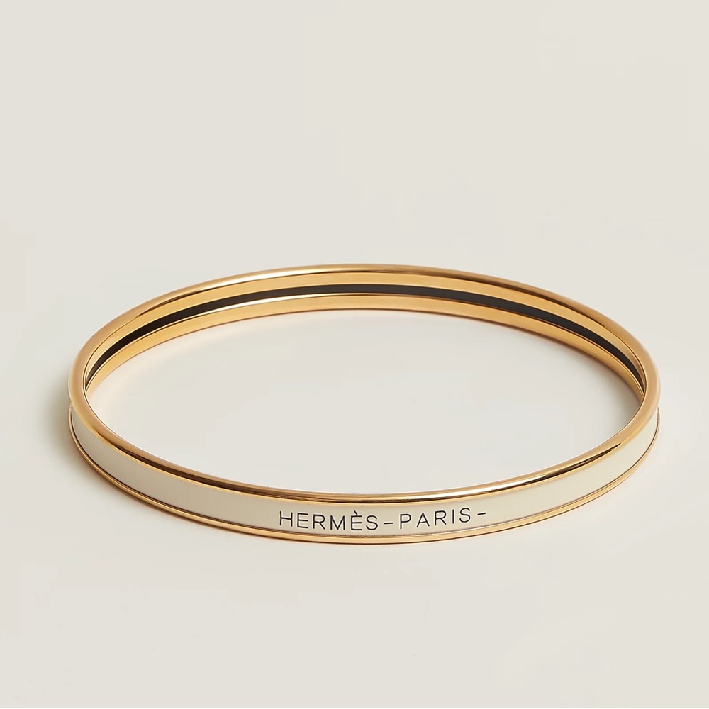 Hermès Gold and White Uni Bangle Bracelet